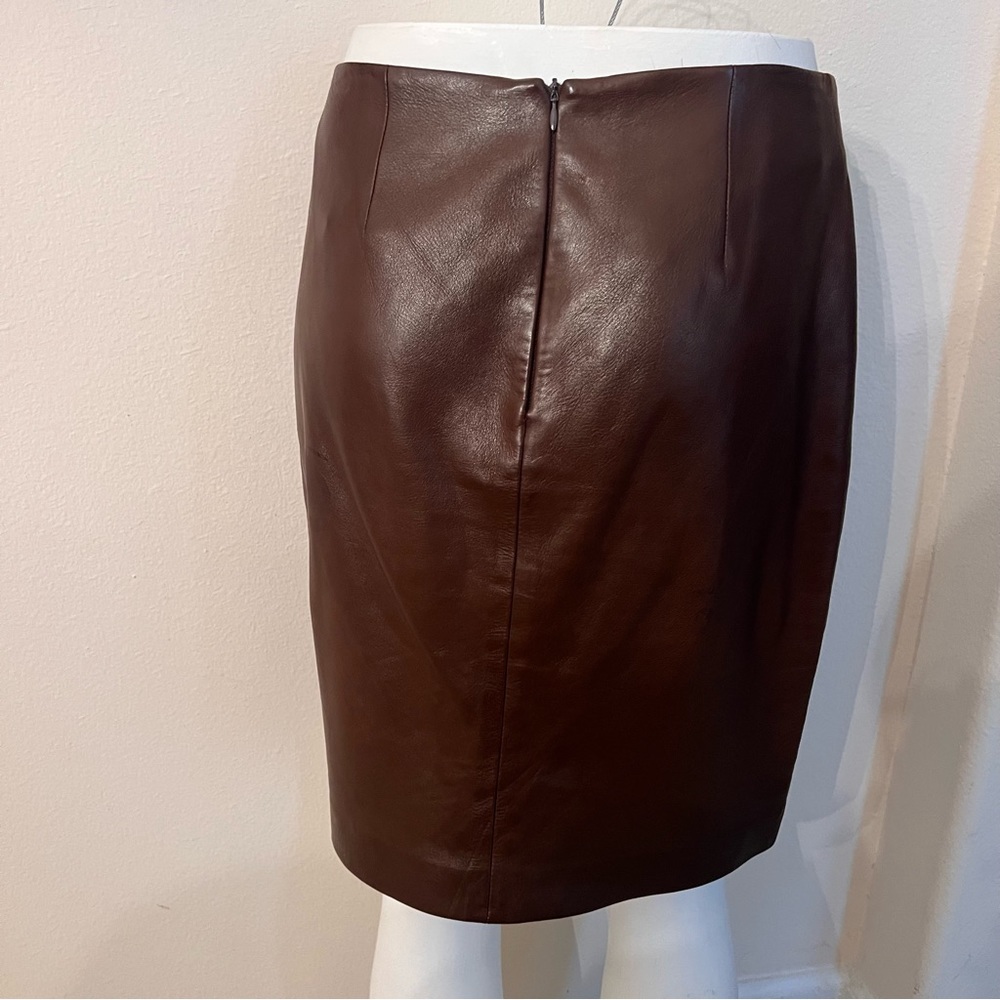 Ralph Lauren PURPLE LABEL Brown Leather Skirt 6 - Picture 5 of 14